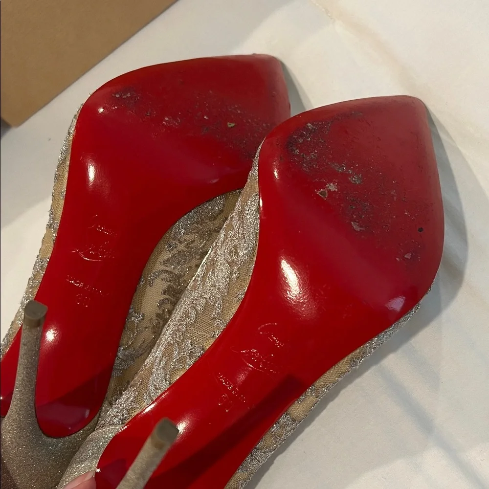 Christian Louboutin Glitter Lace Heels - Picture 6 of 10